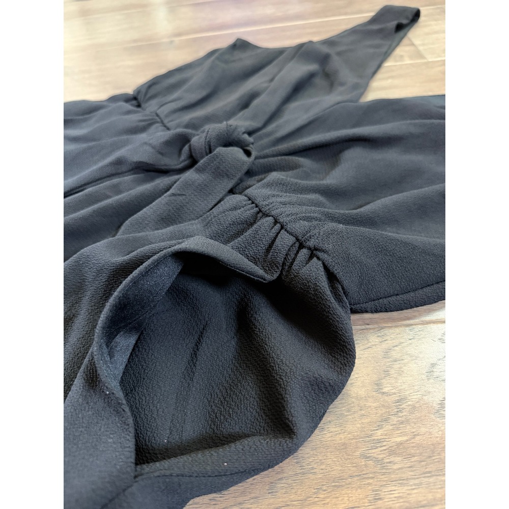 Lily Rose Womens Black Tie Front V-Neck Sleeveless Pocket Romper Small A1675U106 - Picture 3 of 7